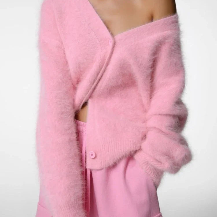Pull Femme Oversize Col V Doux Élégant