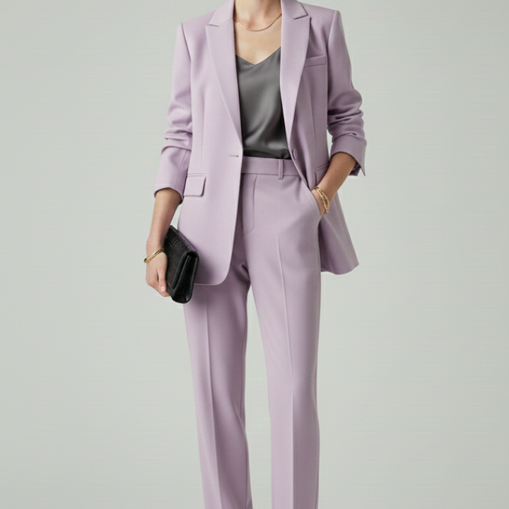 Ensemble femme blazer structuré et pantalon droit