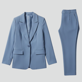 Tailleur femme blazer à col cranté et pantalon droit