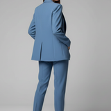Tailleur femme blazer à col cranté et pantalon droit