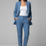 Tailleur femme blazer à col cranté et pantalon droit