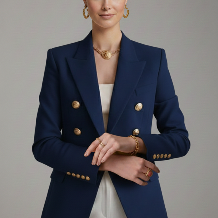 Blazer femme croisé à boutons dorés