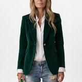 Blazer femme cintré à col plongeant et bouton unique
