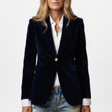 Blazer femme cintré à col plongeant et bouton unique
