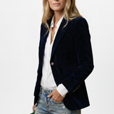Blazer femme cintré à col plongeant et bouton unique