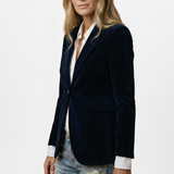 Blazer femme cintré à col plongeant et bouton unique
