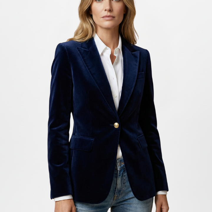 Blazer femme cintré à col plongeant et bouton unique