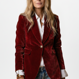 Blazer femme cintré à col plongeant et bouton unique