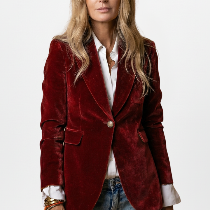 Blazer femme cintré à col plongeant et bouton unique