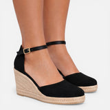 Espadrilles compensées femme en jute à bride cheville