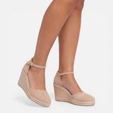 Espadrilles compensées femme en jute à bride cheville