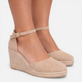 Espadrilles compensées femme en jute à bride cheville