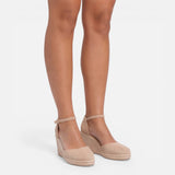 Espadrilles compensées femme en jute à bride cheville