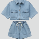 Ensemble 2 Pièces Chemise en Jean et Short