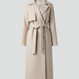 Trench long croisé à ceinture pour femme
