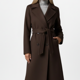 Trench long croisé à ceinture pour femme