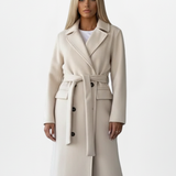 Trench long croisé à ceinture pour femme
