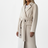 Trench long croisé à ceinture pour femme
