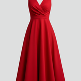 Robe midi trapèze sans manches à cache-cœur