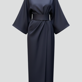 Robe midi ceinturée à manches cape pour femme