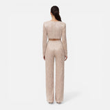 Ensemble femme crop top à sequins et pantalon large