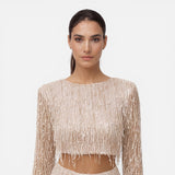 Ensemble femme crop top à sequins et pantalon large
