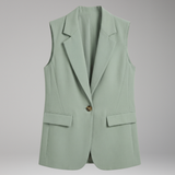 Blazer sans manches femme boutonné à col cranté