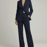 Tailleur femme blazer et pantalon large taille haute