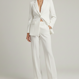 Tailleur femme blazer et pantalon large taille haute