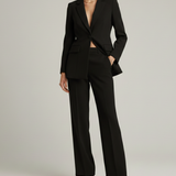 Tailleur femme blazer et pantalon large taille haute