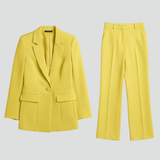 Tailleur femme blazer et pantalon large taille haute