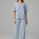 Ensemble femme top superposé et pantalon droit