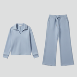 Ensemble deux pièces femme col chemise jambe large