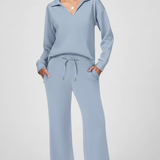 Ensemble deux pièces femme col chemise jambe large