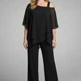 Ensemble deux pièces femme top épaules dénudées et pantalon large