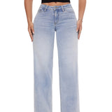 Jean femme large à taille mi-haute