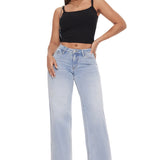 Jean femme large à taille mi-haute