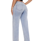 Jean femme large à taille mi-haute