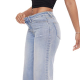 Jean femme large à taille mi-haute