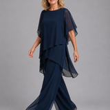 Ensemble femme deux pièces mousseline top asymétrique et pantalon large