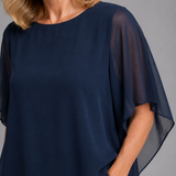 Ensemble femme deux pièces mousseline top asymétrique et pantalon large