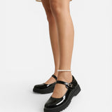 Mocassins Mary Jane femme aspect cuir vernis noir