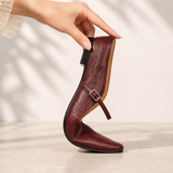 Mules plates à enfiler aspect cuir pour femme