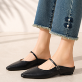 Mules plates à enfiler aspect cuir pour femme