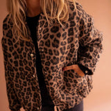 Blouson bomber femme oversize imprimé léopard