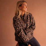 Blouson bomber femme oversize imprimé léopard