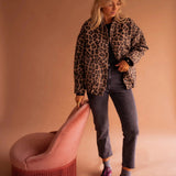 Blouson bomber femme oversize imprimé léopard
