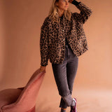Blouson bomber femme oversize imprimé léopard