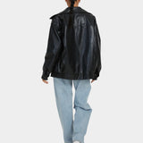 Manteau Oversize En Cuir Marron Femme