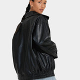 Manteau Oversize En Cuir Marron Femme